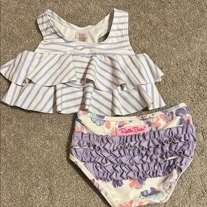 Ruffle Butts Purple and White Ruffled Diaper Cover